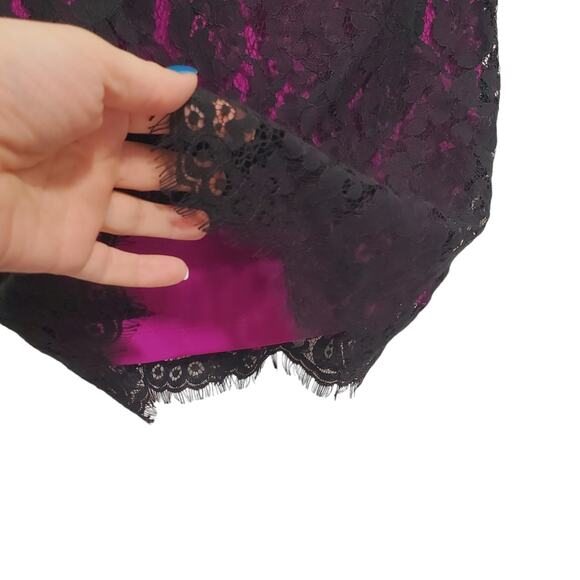 Robert Rodriquez | Peplum Lace Magenta and Black Strapless Cocktail Dress - Picture 9 of 12